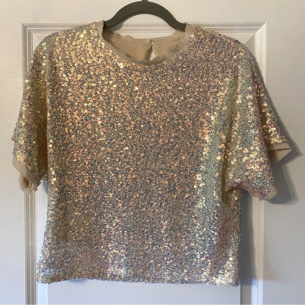 Lucy Paris Sequined Crop Top